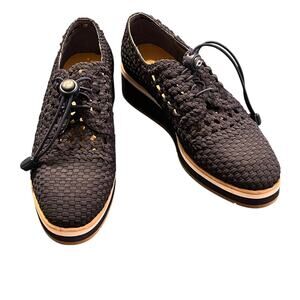 Donald J Pliner Navy Blue Napoli Woven Platform Shoes